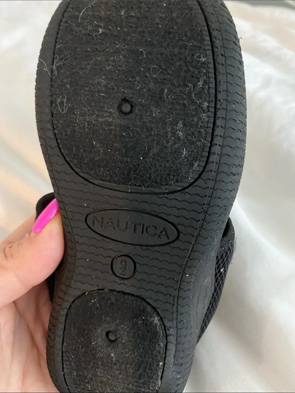Nautica Black Kids Mesh Hook-and-Loop Water Shoes with Lime Accent